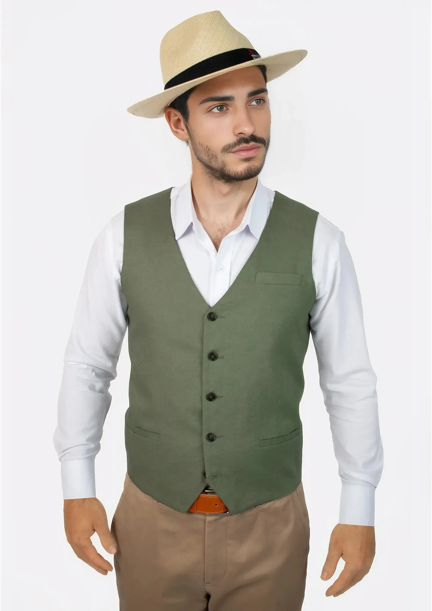 Juniper Green Linen Vest sold by Sartoro product image thumbnail 5