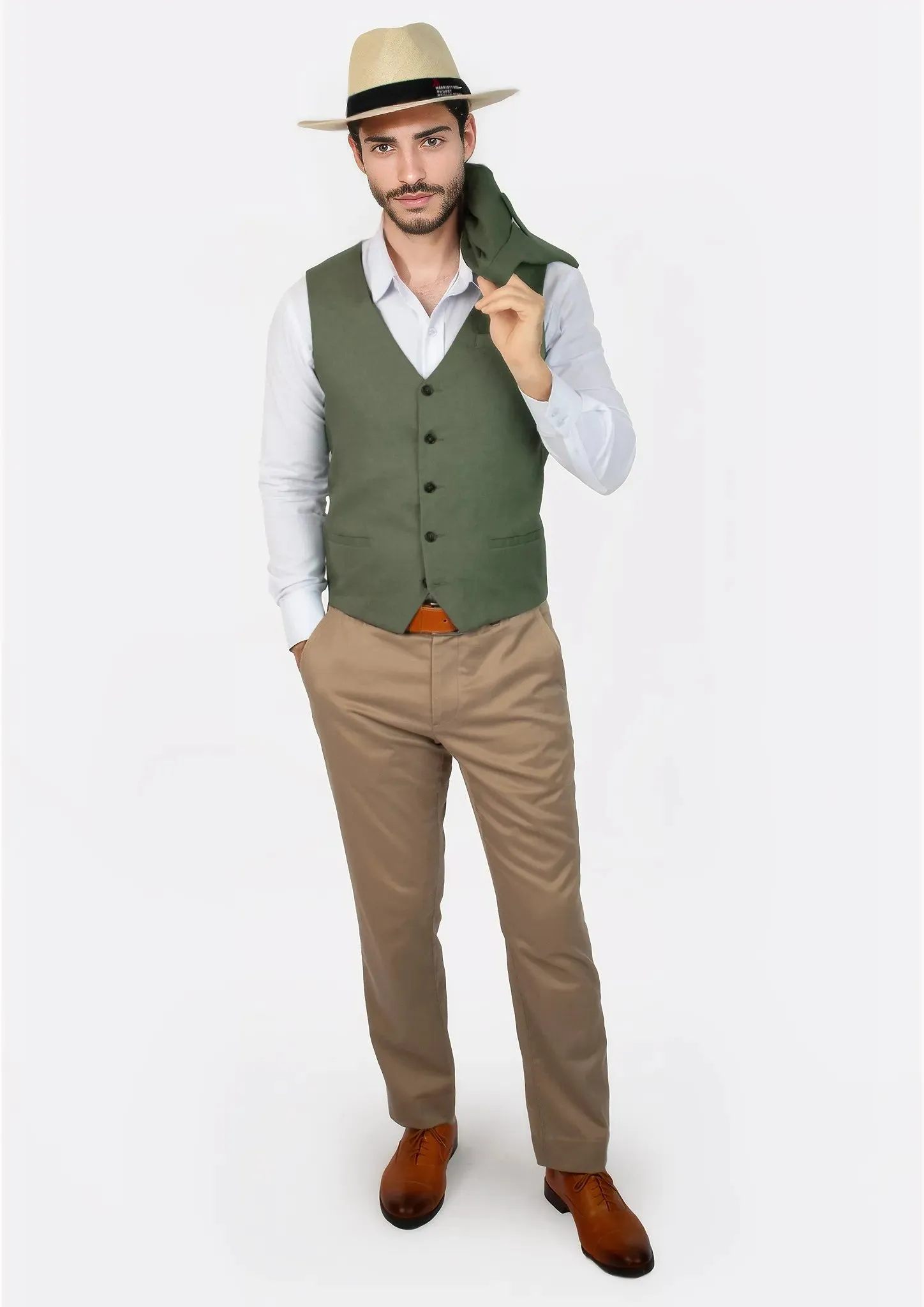 Juniper Green Linen Vest sold by Sartoro product image thumbnail 3