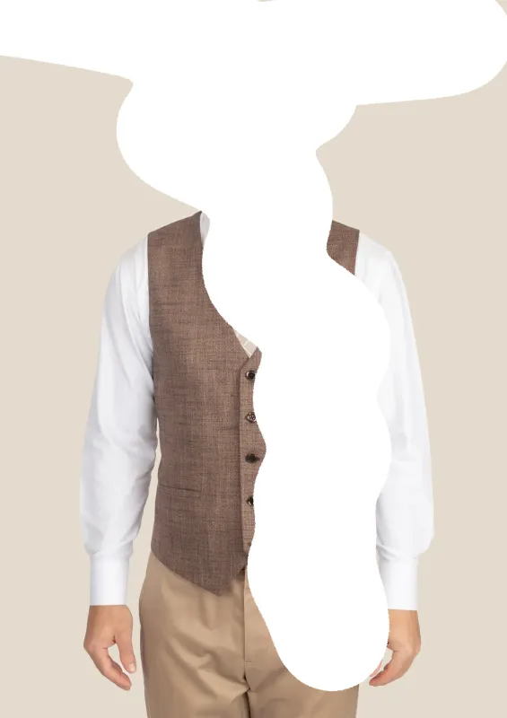 Tawny Brown Hopsack Vest sold by Sartoro