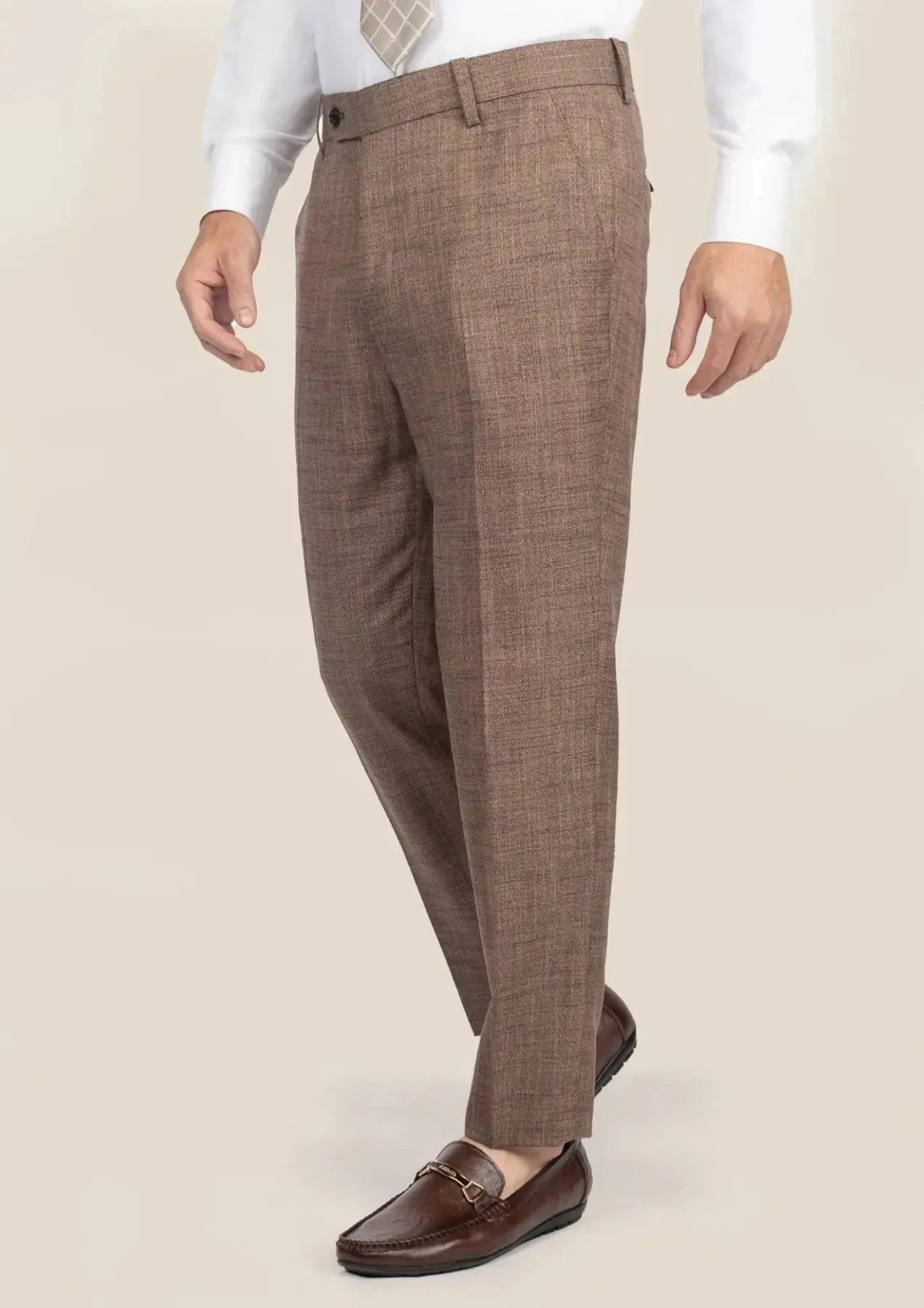 Tawny Brown Hopsack Pants sold by Sartoro