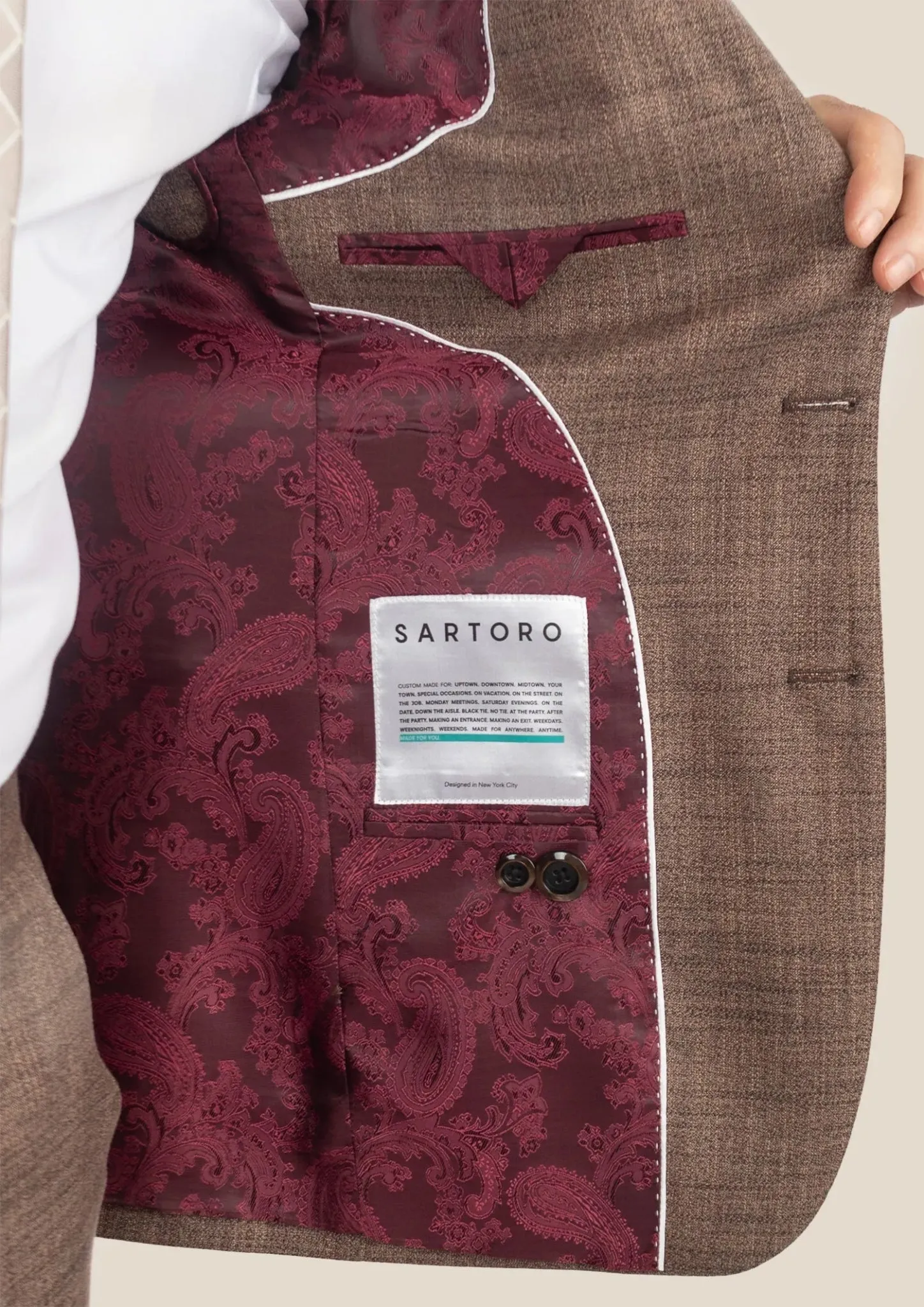 Hudson Tawny Brown Hopsack Suit sold by Sartoro product image thumbnail 5