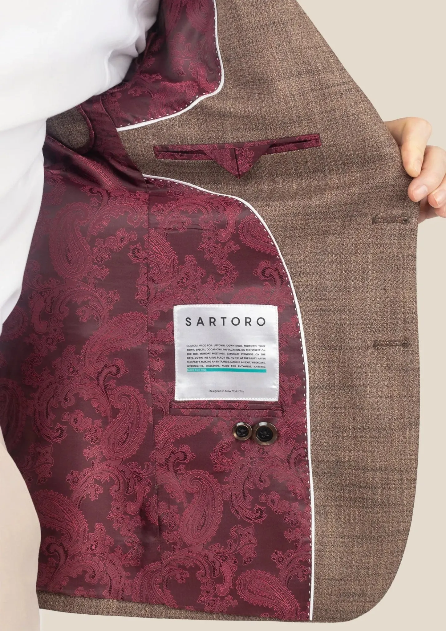 Hudson Tawny Brown Hopsack Jacket sold by Sartoro product image thumbnail 4