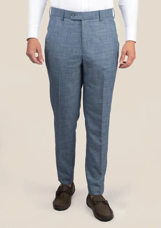 Mid Blue Hopsack Pants sold by Sartoro