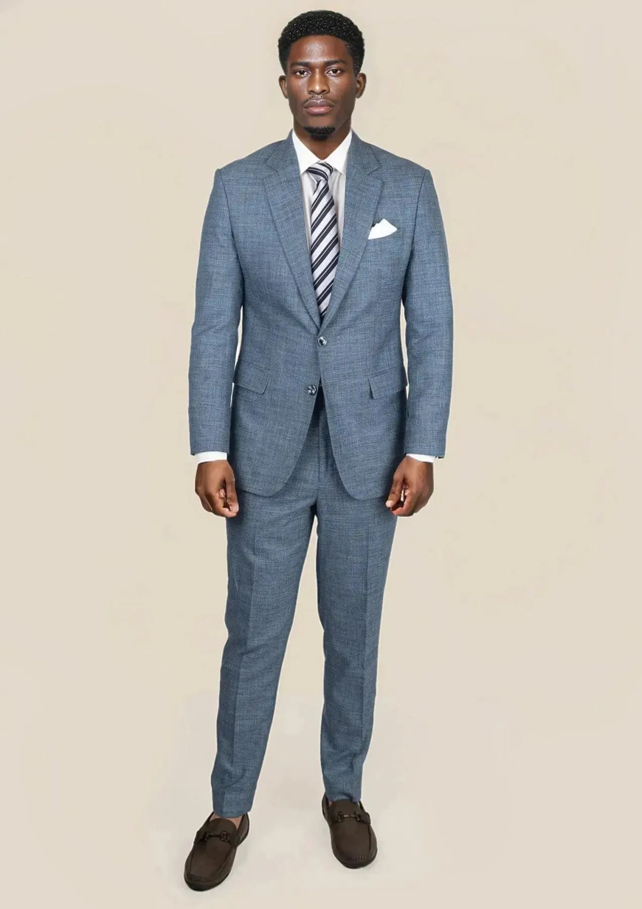 Astor Mid Blue Hopsack Suit sold by Sartoro product image thumbnail 3