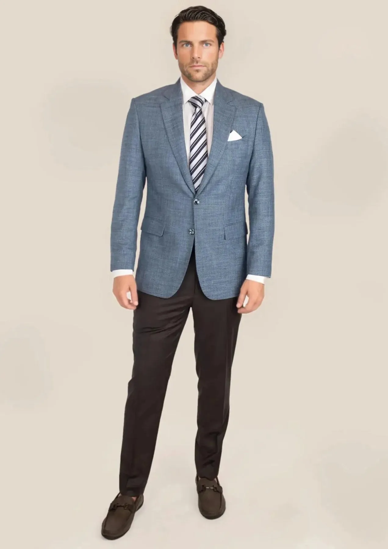 Astor Mid Blue Hopsack Jacket sold by Sartoro product image thumbnail 3