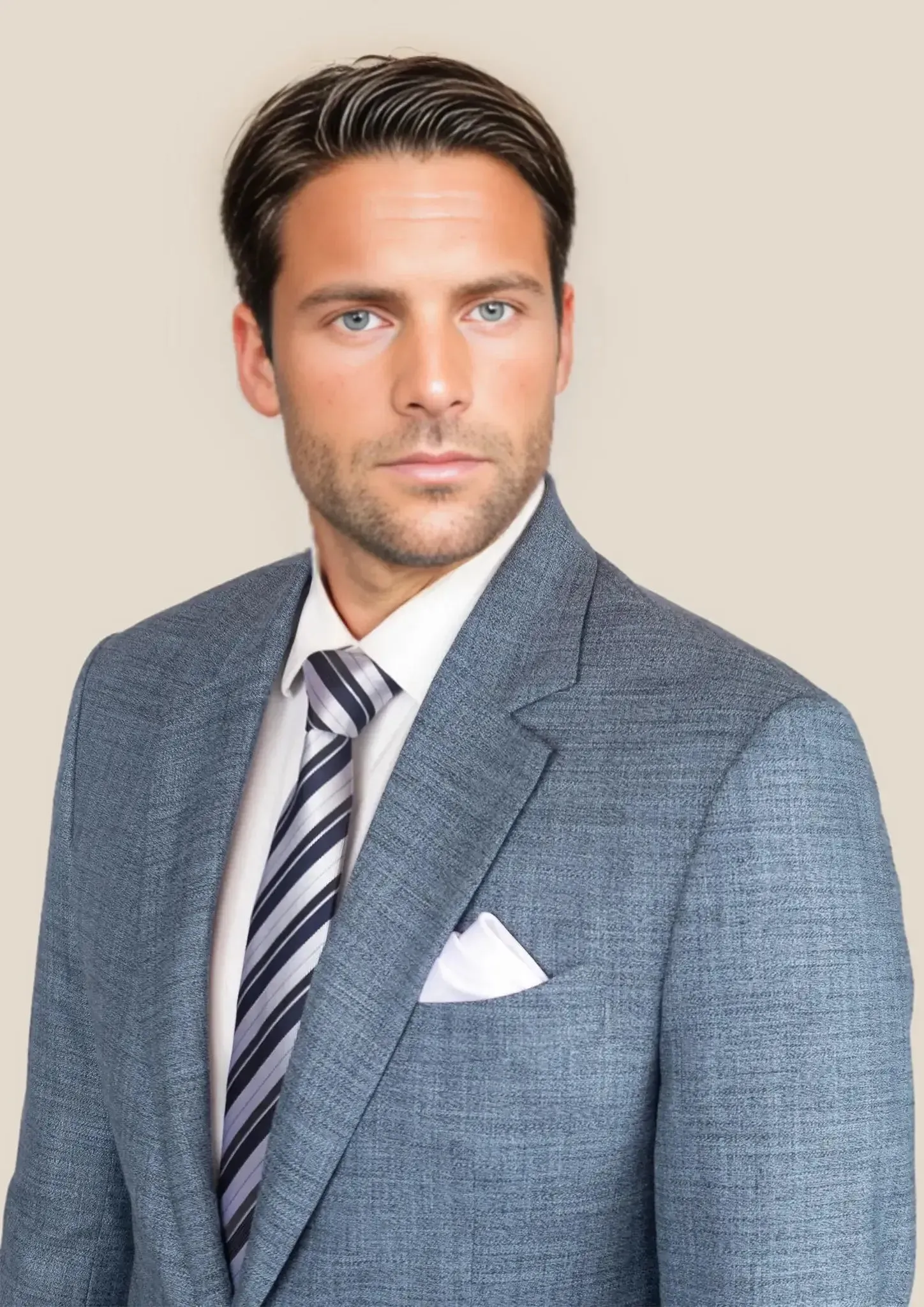 Astor Mid Blue Hopsack Jacket sold by Sartoro product image thumbnail 4