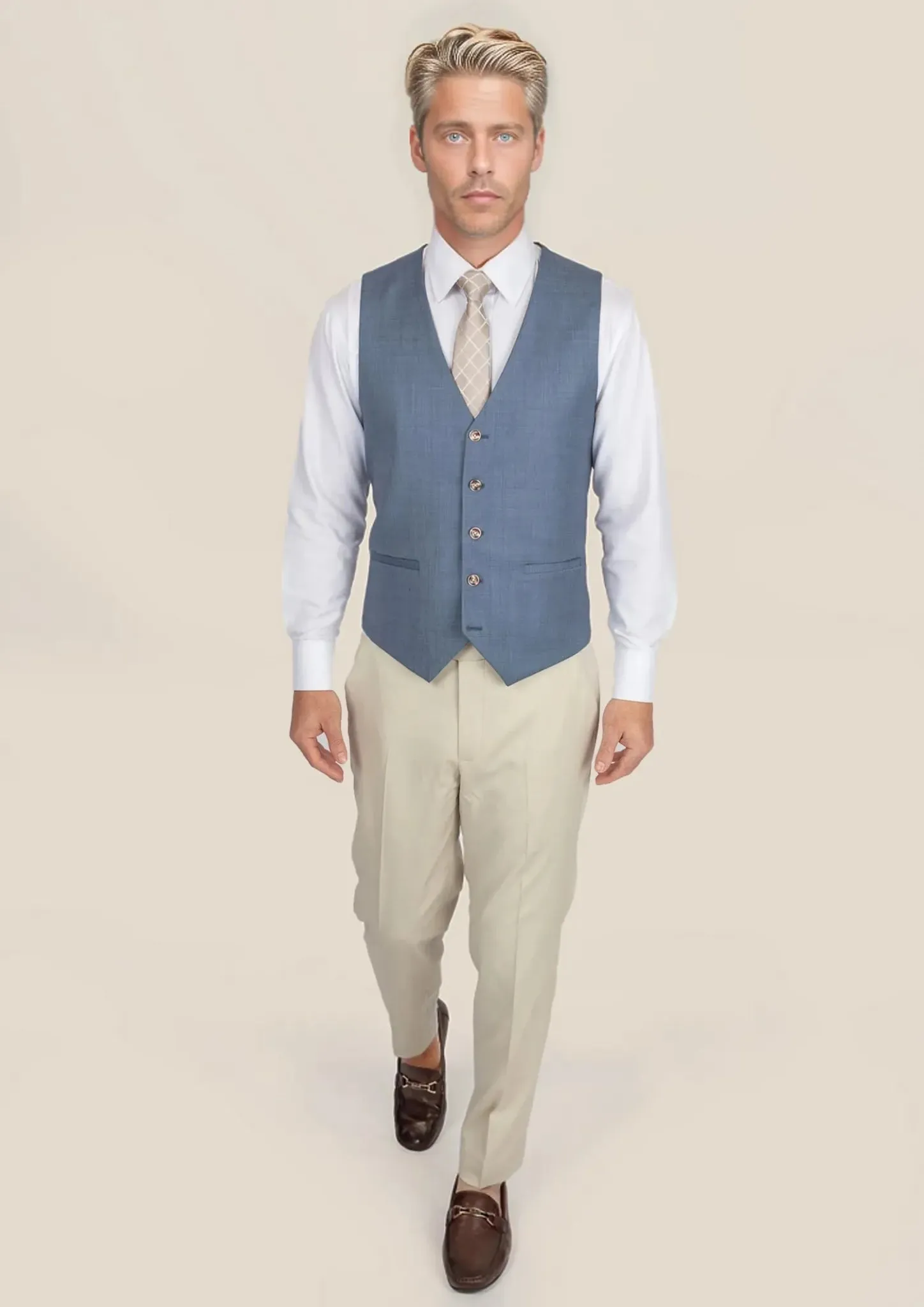 Vista Blue Sharkskin Vest sold by Sartoro product image thumbnail 3