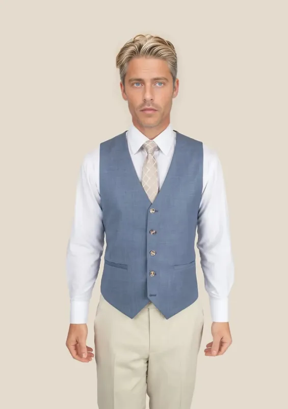 Vista Blue Sharkskin Vest sold by Sartoro
