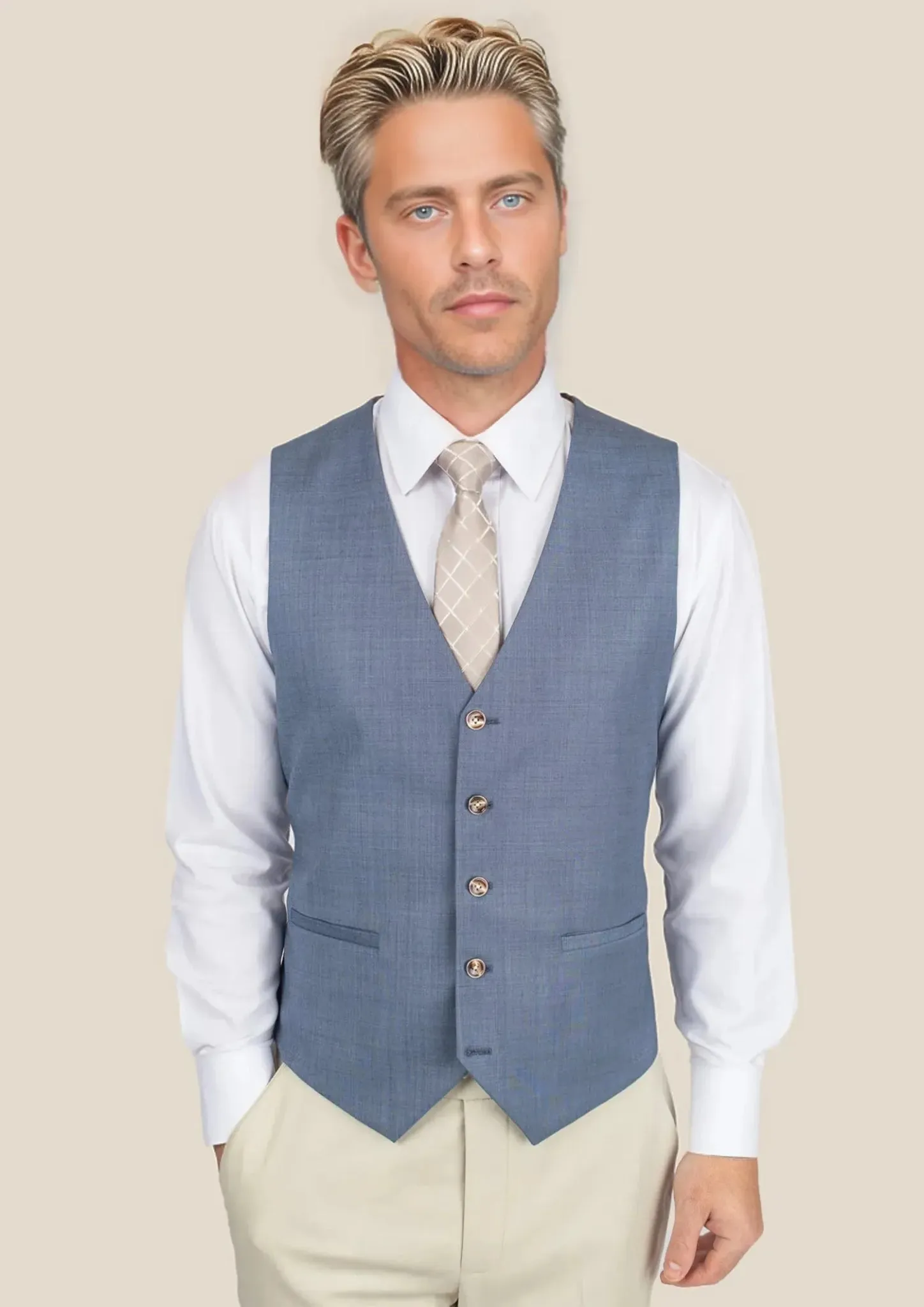Vista Blue Sharkskin Vest sold by Sartoro product image thumbnail 5