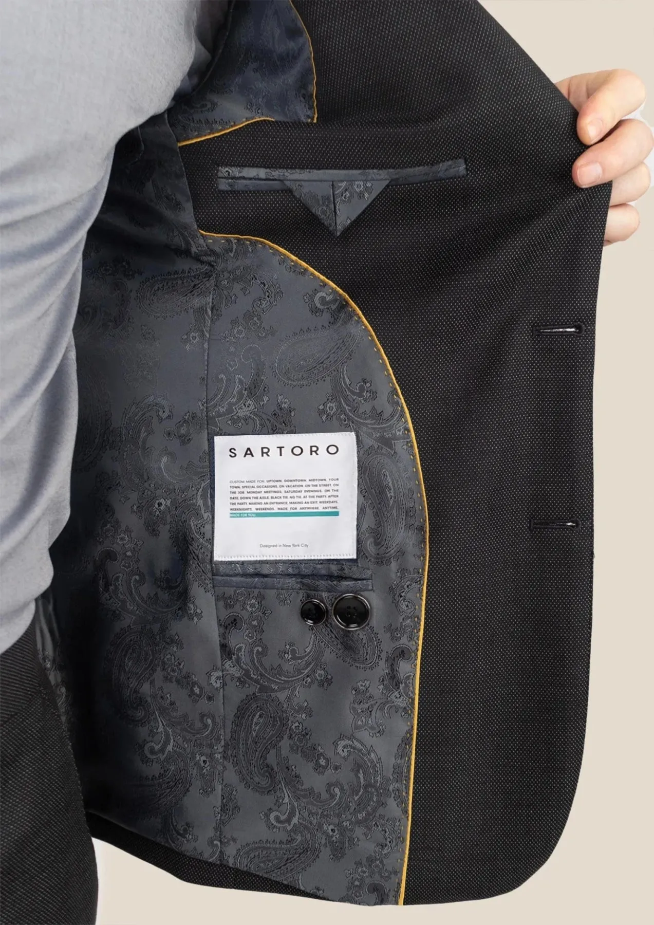 Ellis Black Pindot Jacket sold by Sartoro product image thumbnail 4