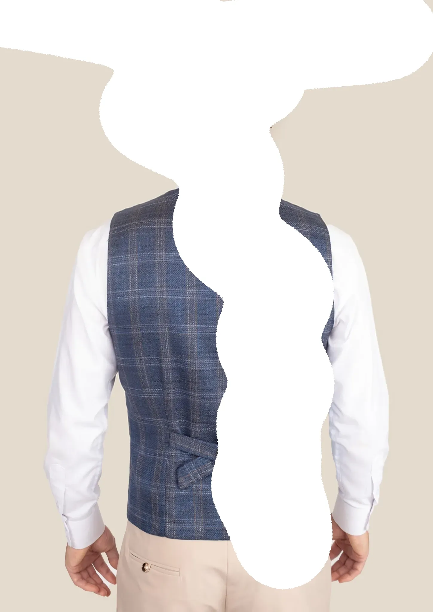 Deep Cobalt Blue Plaid Vest sold by Sartoro product image thumbnail 4