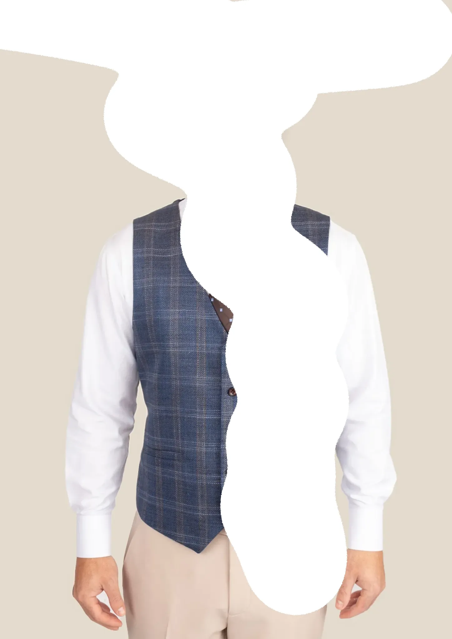 Deep Cobalt Blue Plaid Vest sold by Sartoro