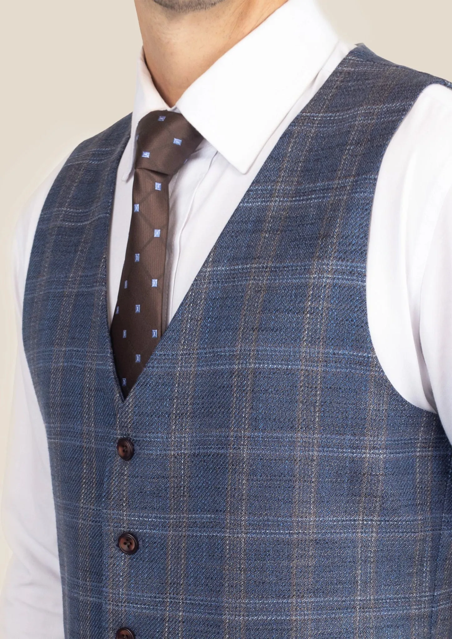 Deep Cobalt Blue Plaid Vest sold by Sartoro product image thumbnail 2