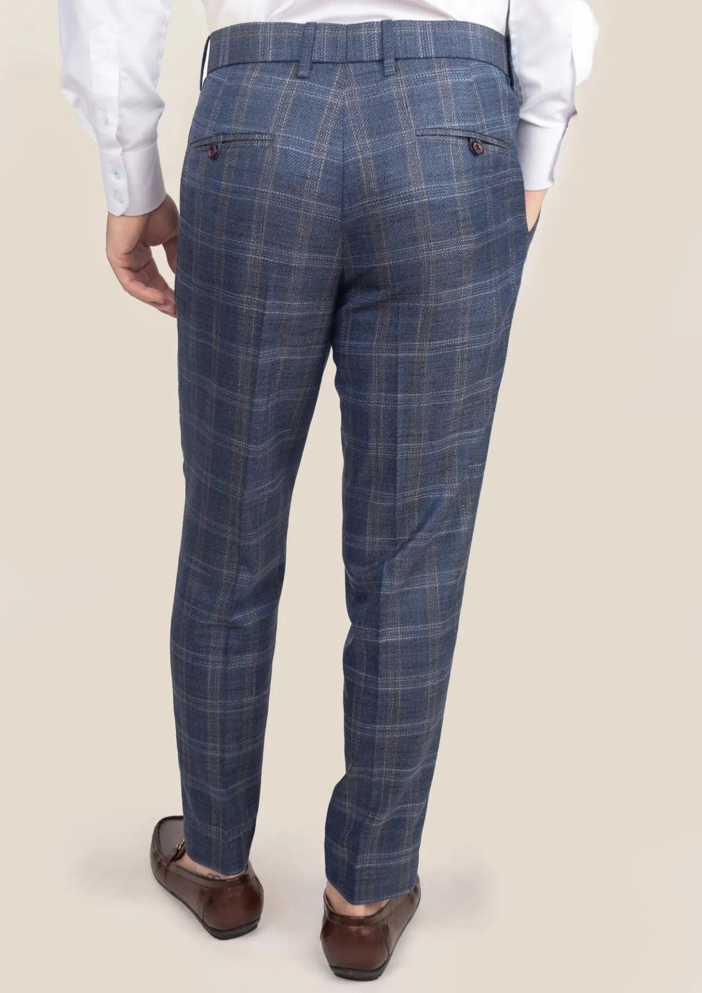 Deep Cobalt Blue Plaid Pants sold by Sartoro product image thumbnail 5