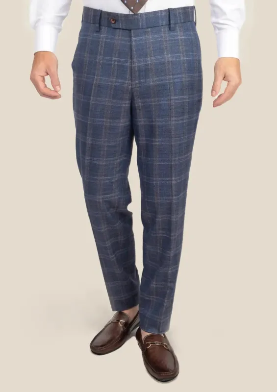 Deep Cobalt Blue Plaid Pants sold by Sartoro