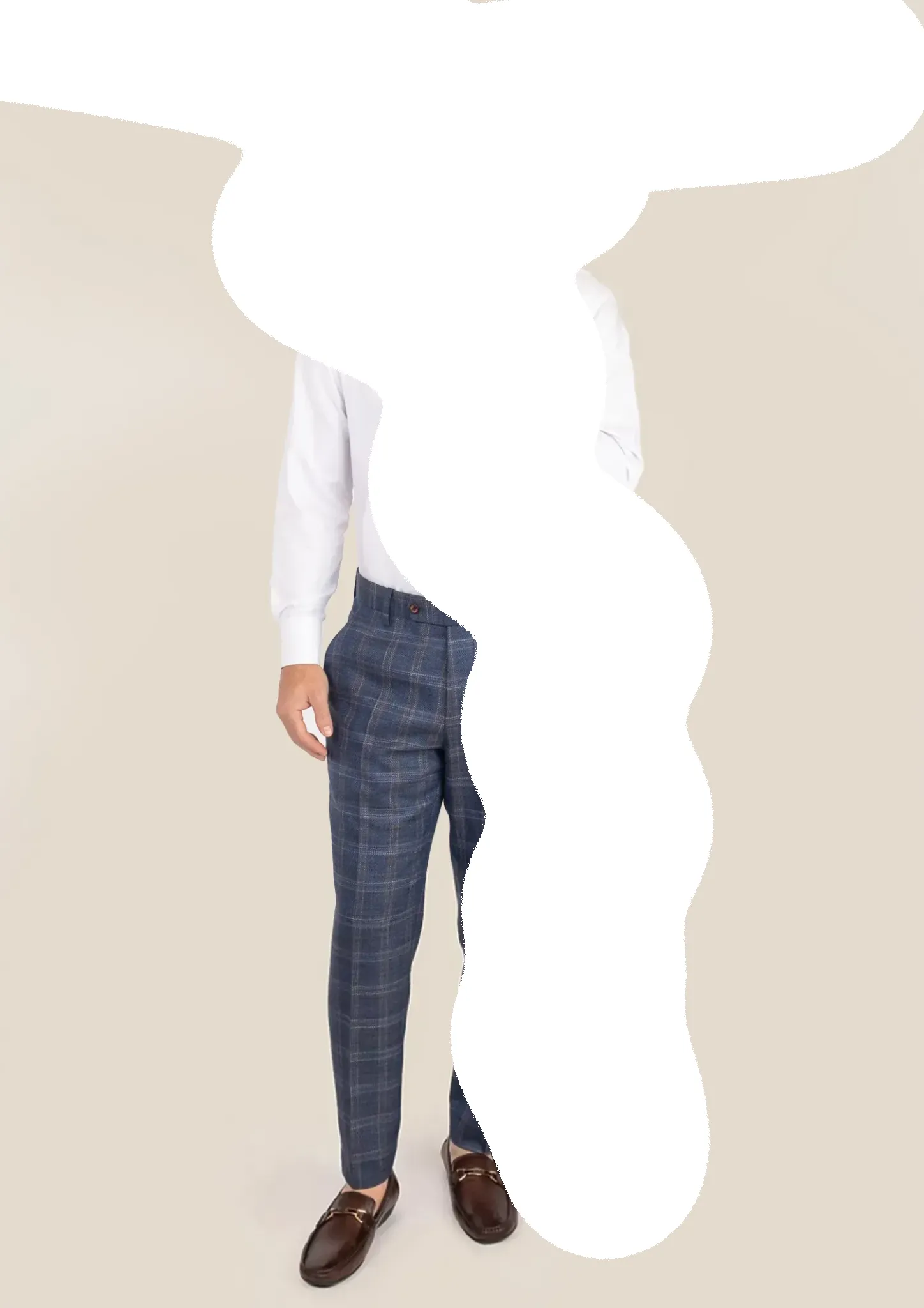 Deep Cobalt Blue Plaid Pants sold by Sartoro product image thumbnail 3