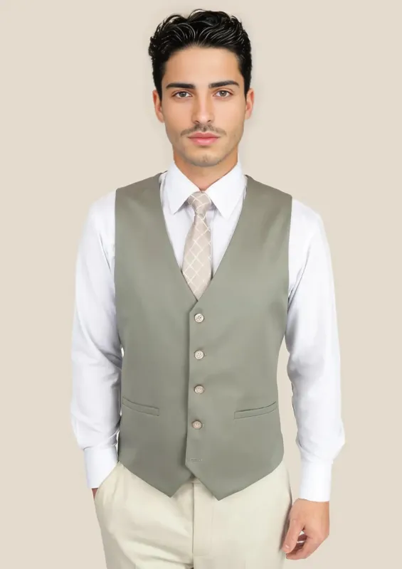 Verona Sage Twill Vest sold by Sartoro