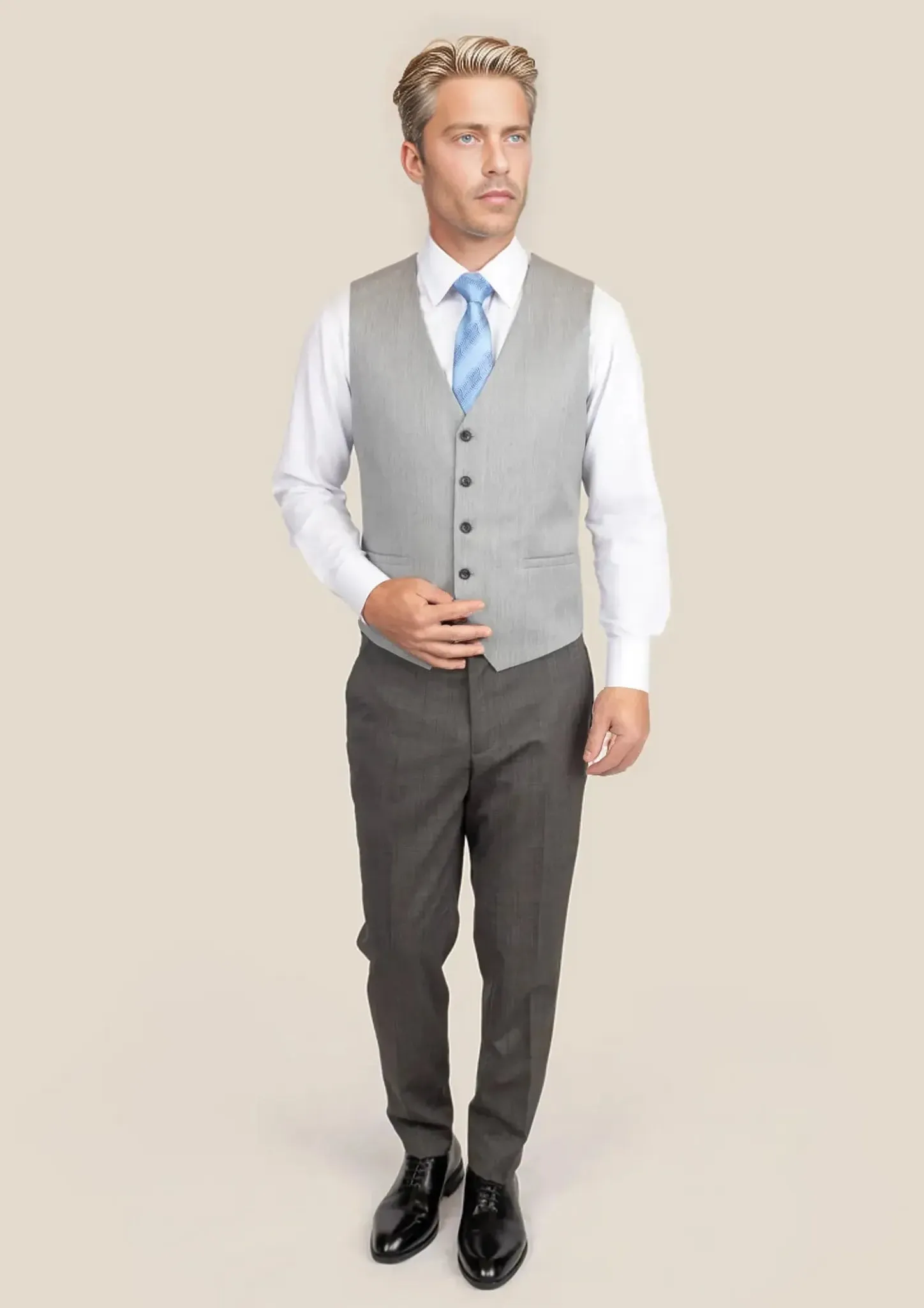 Glacier Grey Twill Vest sold by Sartoro product image thumbnail 4