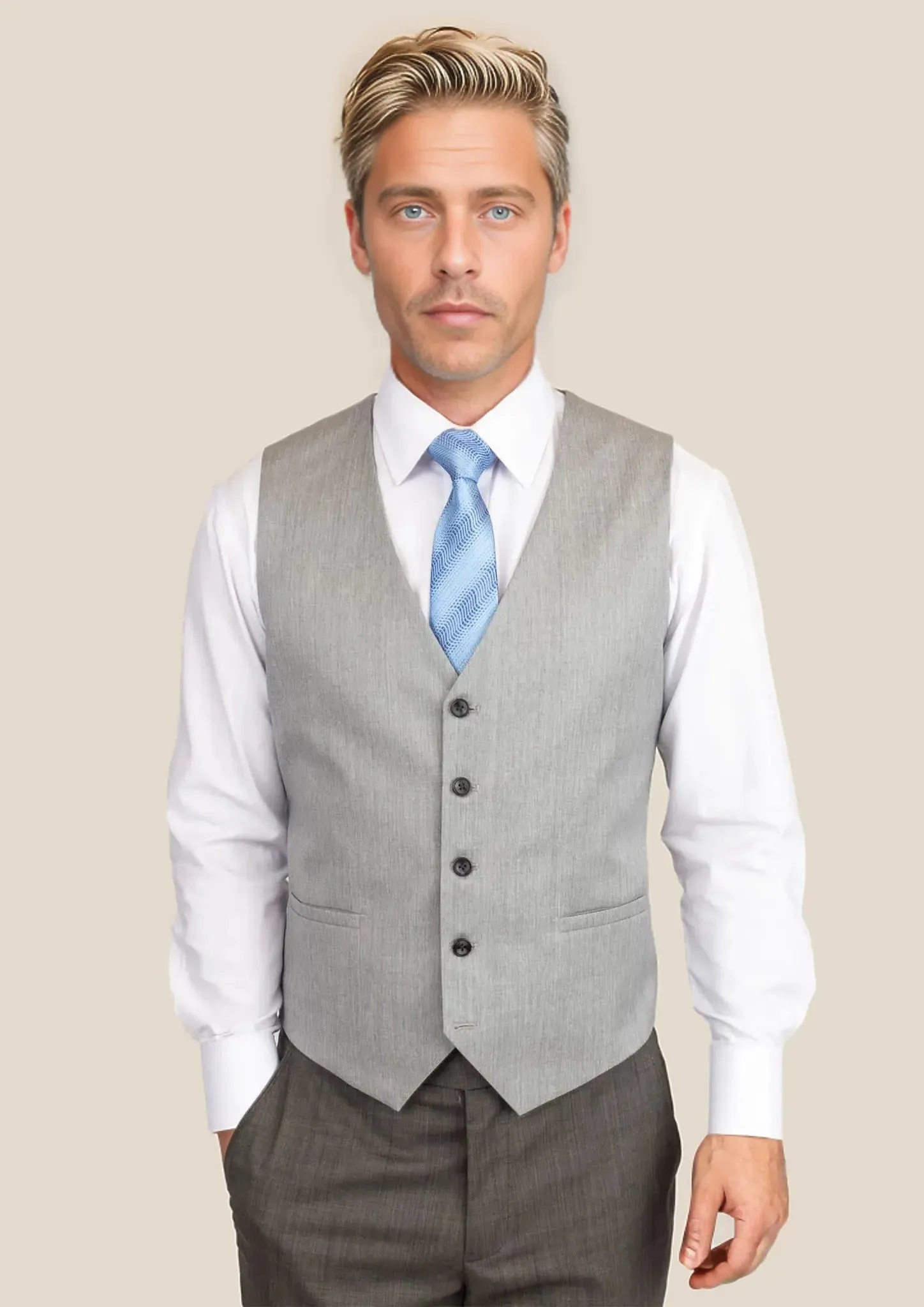 Glacier Grey Twill Vest sold by Sartoro