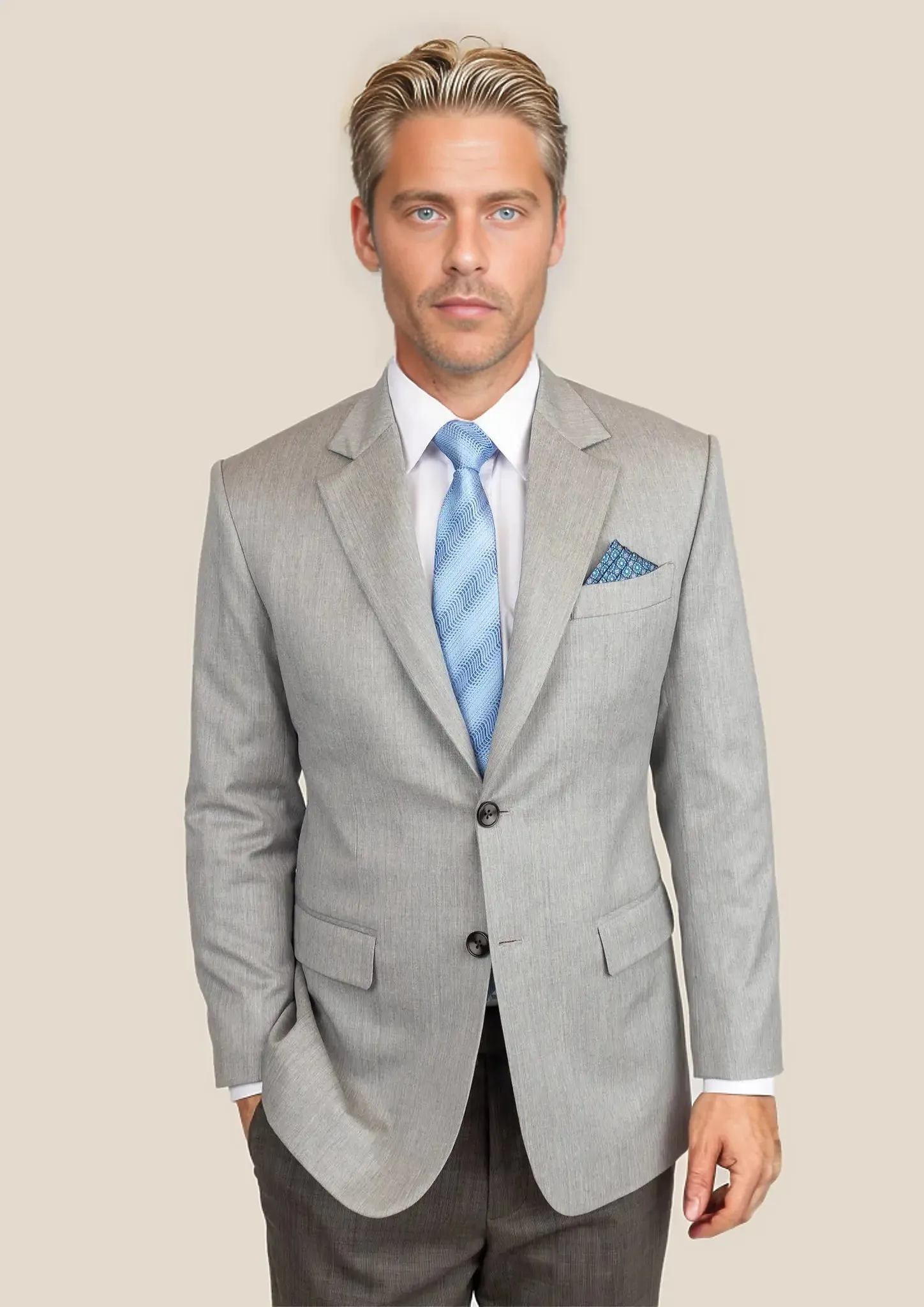 Astor Glacier Grey Twill Jacket sold by Sartoro