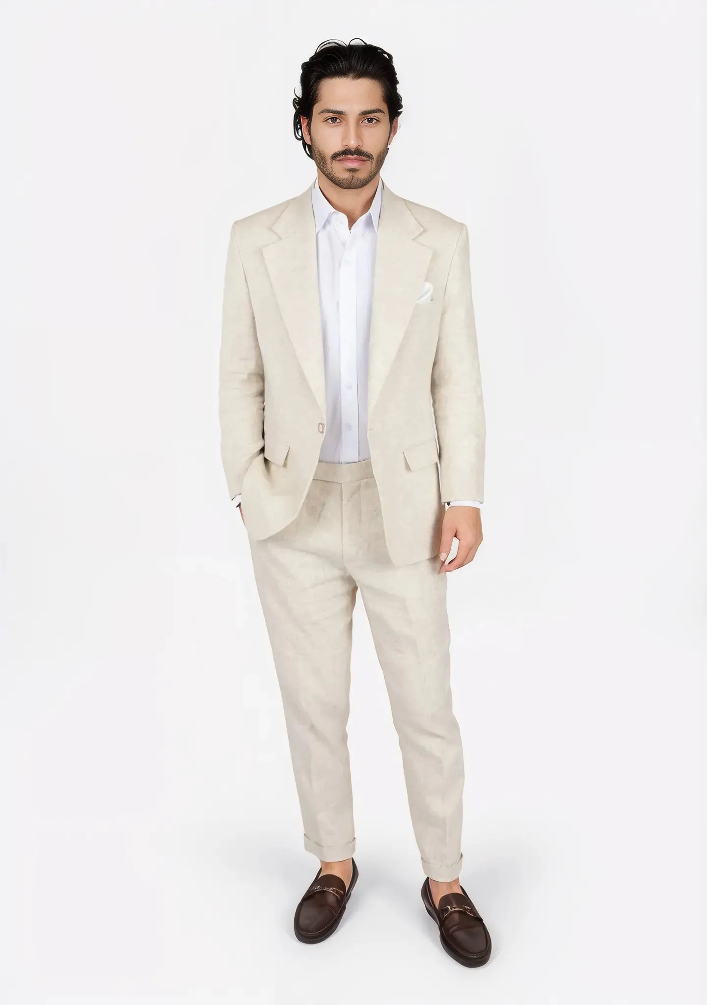 Eldridge Sand Linen Suit sold by Sartoro product image thumbnail 4