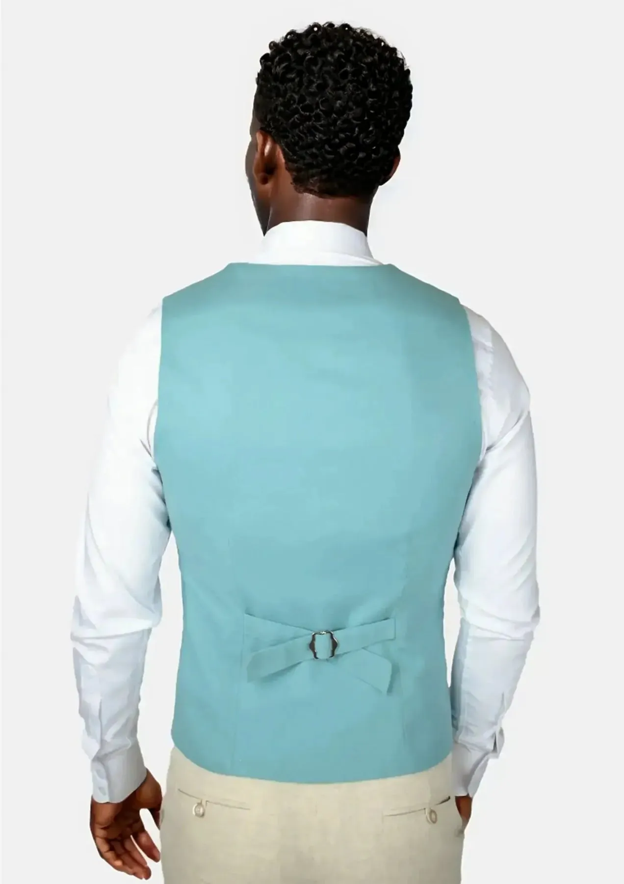 Capri Blue Linen Blend Vest sold by Sartoro product image thumbnail 4