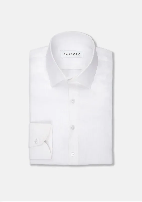White Pure Linen Shirt sold by Sartoro