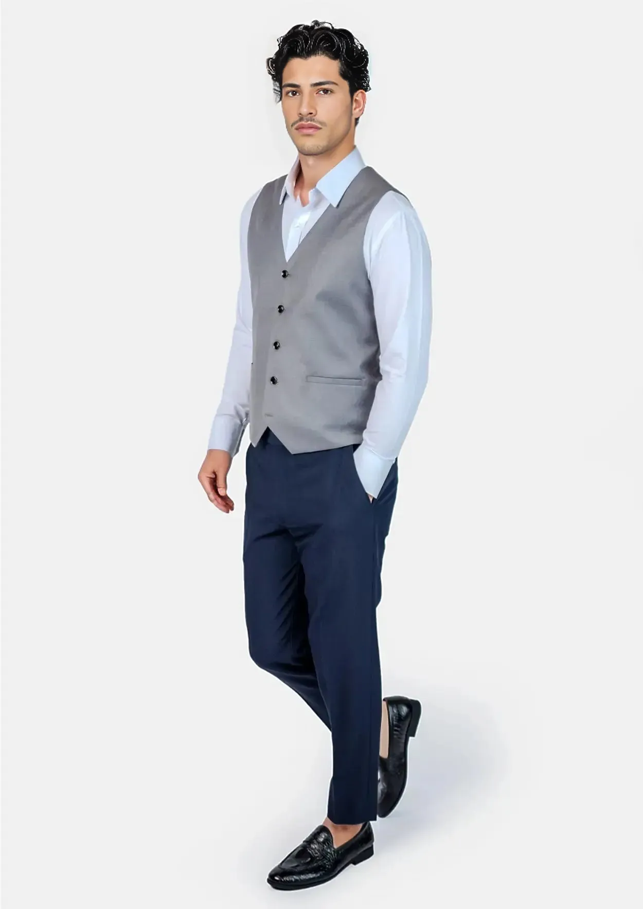 Oslo Grey Twill Vest sold by Sartoro product image thumbnail 3