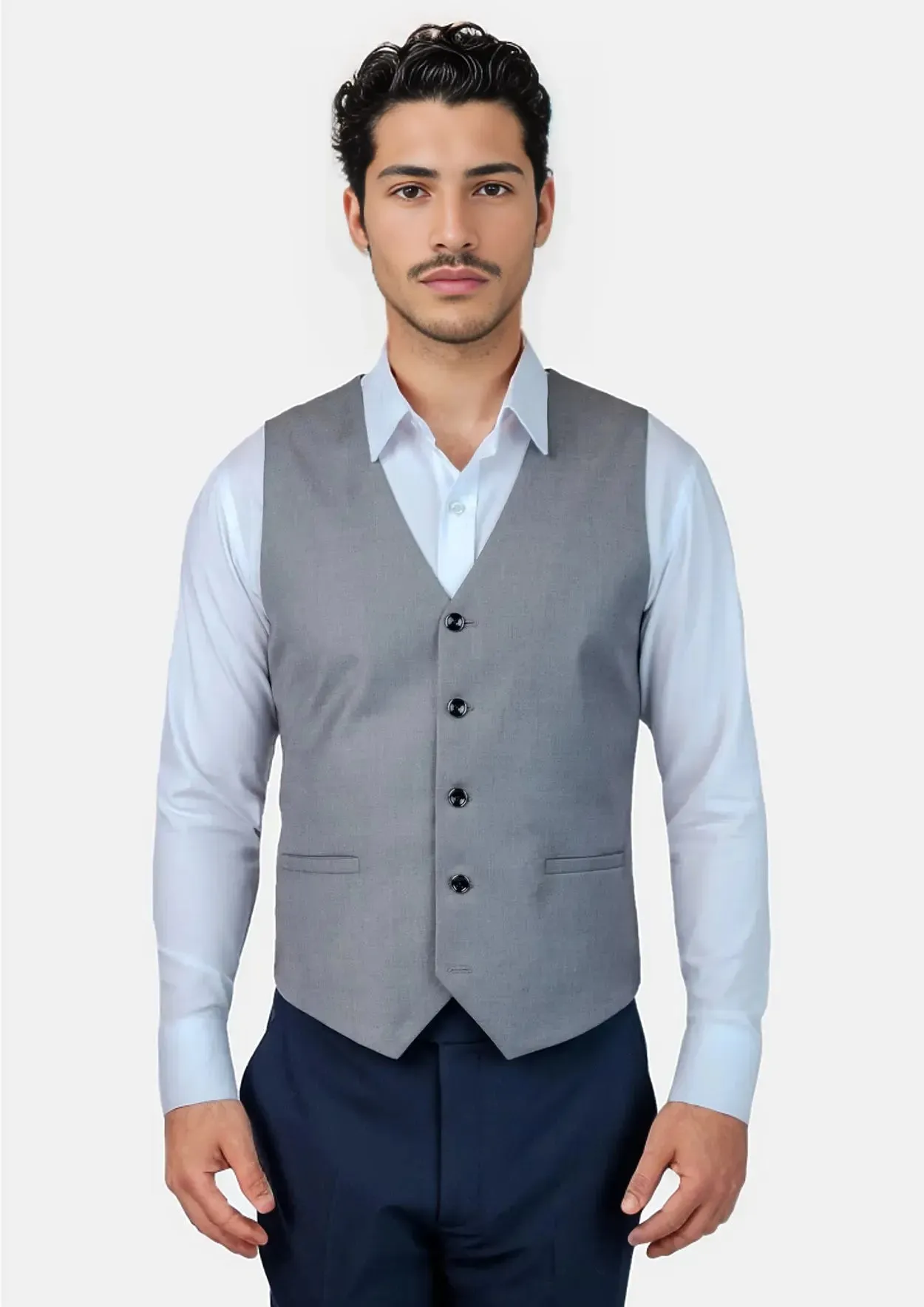 Oslo Grey Twill Vest sold by Sartoro