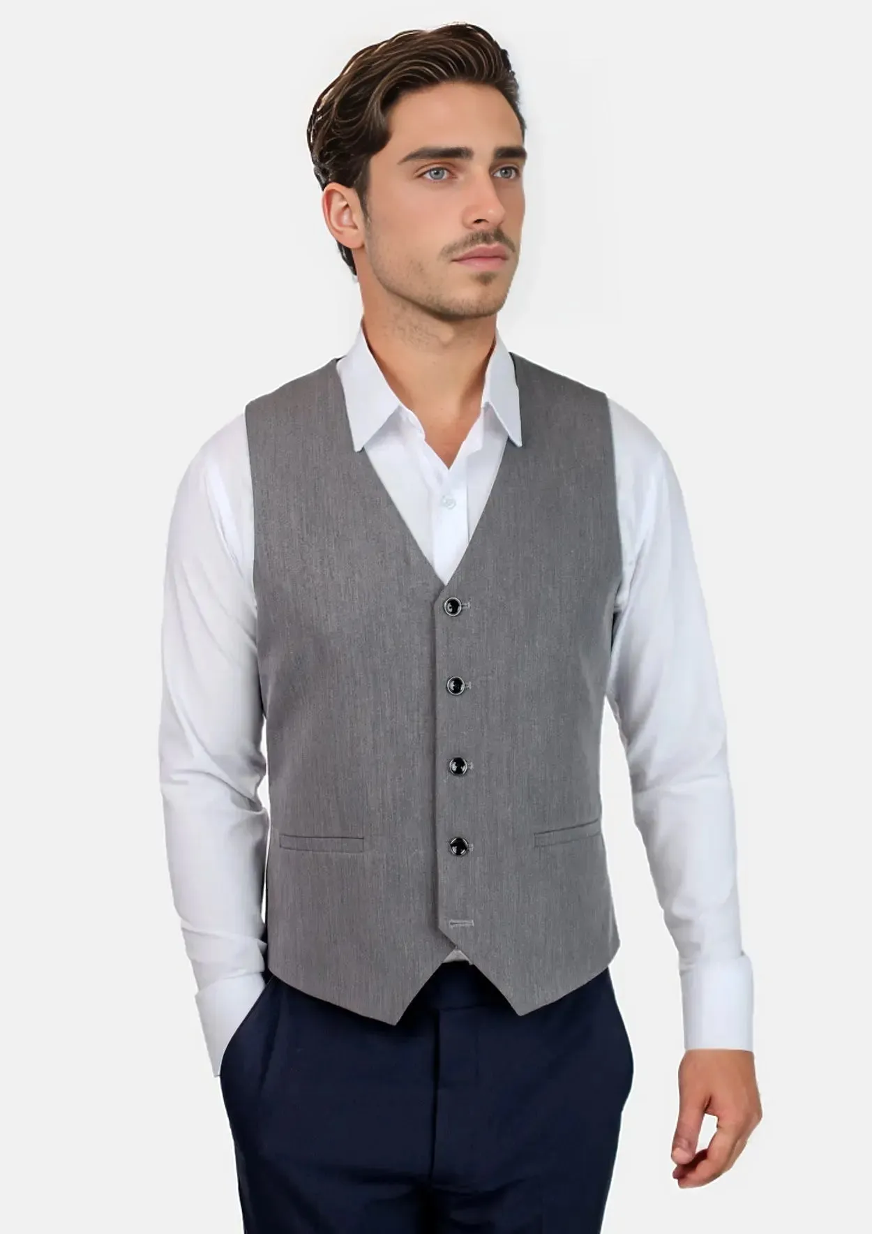 Light Grey Stretch Vest sold by Sartoro product image thumbnail 5
