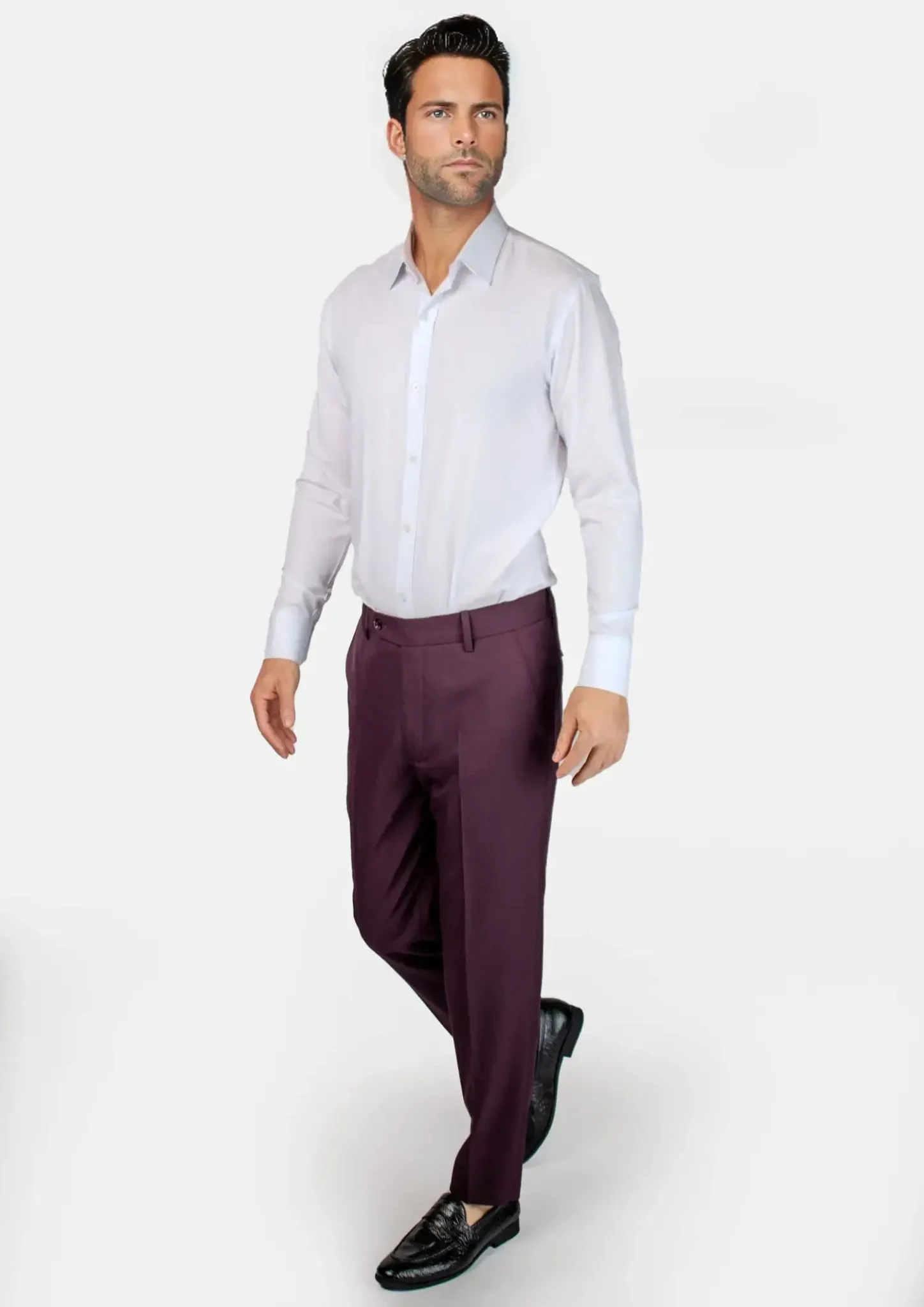 Burgundy Sharkskin Pants sold by Sartoro product image thumbnail 3
