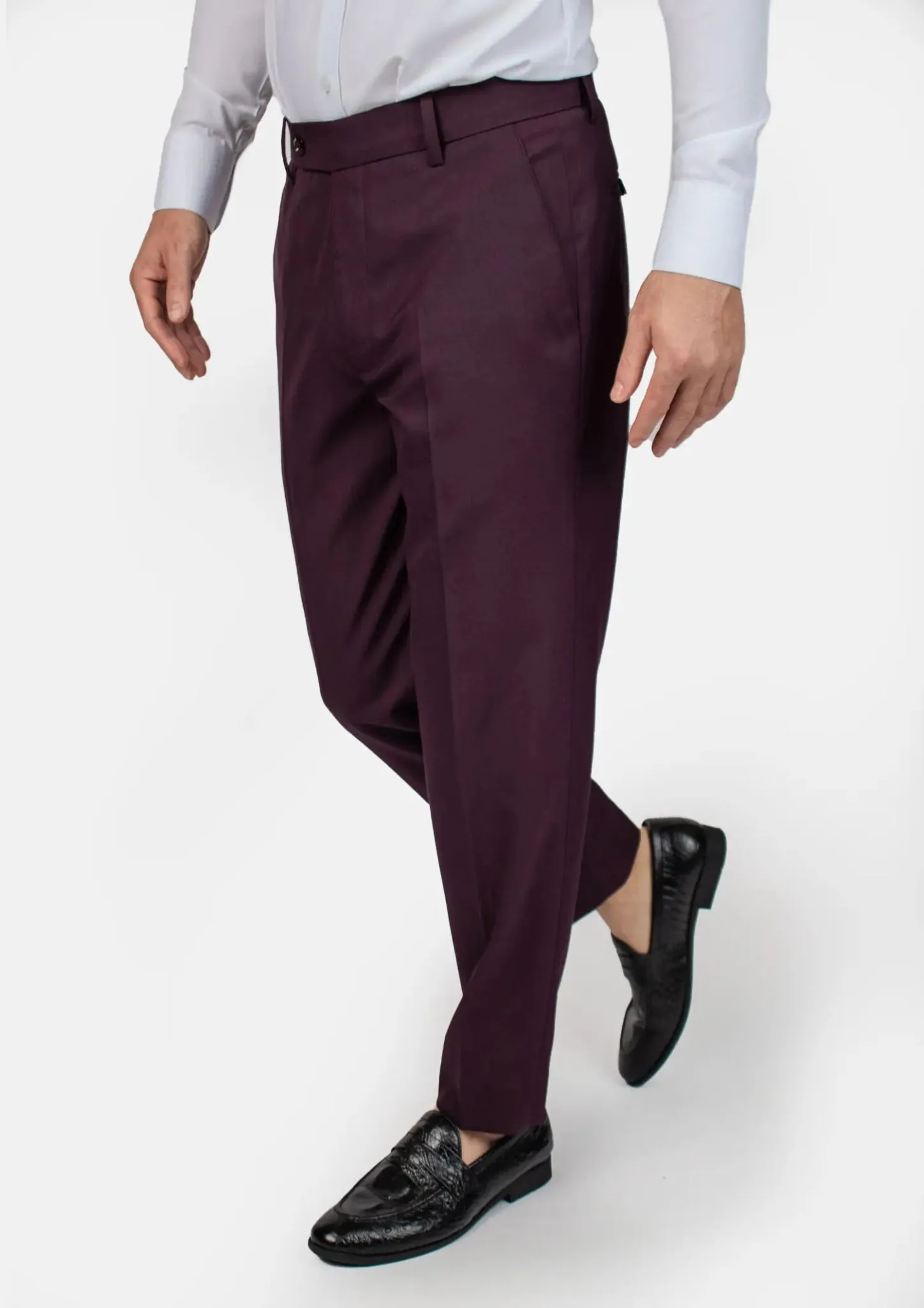 Burgundy Sharkskin Pants sold by Sartoro product image thumbnail 4