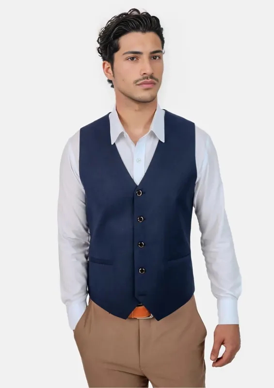 Navy Crosshatch Vest sold by Sartoro