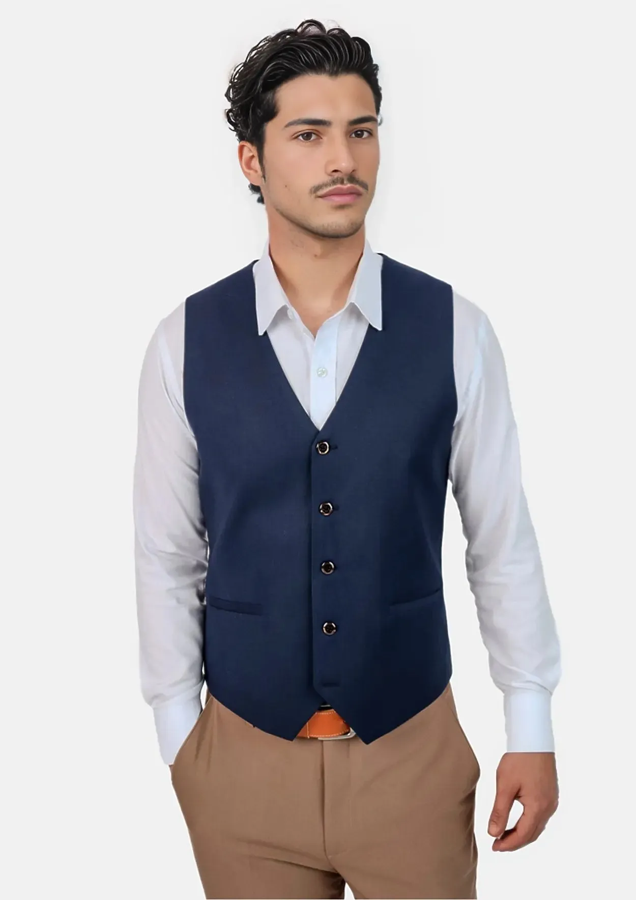 Navy Crosshatch Vest sold by Sartoro