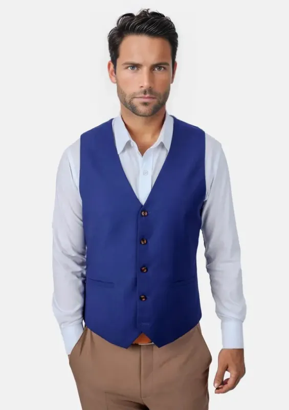 Royal Blue Twill Vest sold by Sartoro