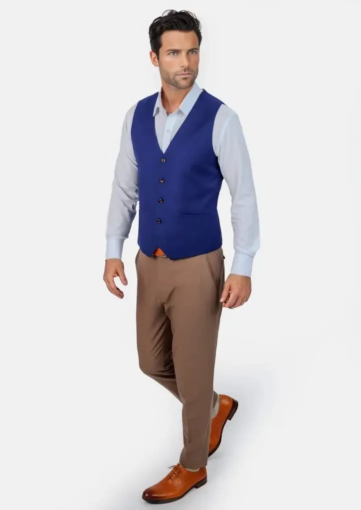 Royal Blue Twill Vest sold by Sartoro product image thumbnail 3
