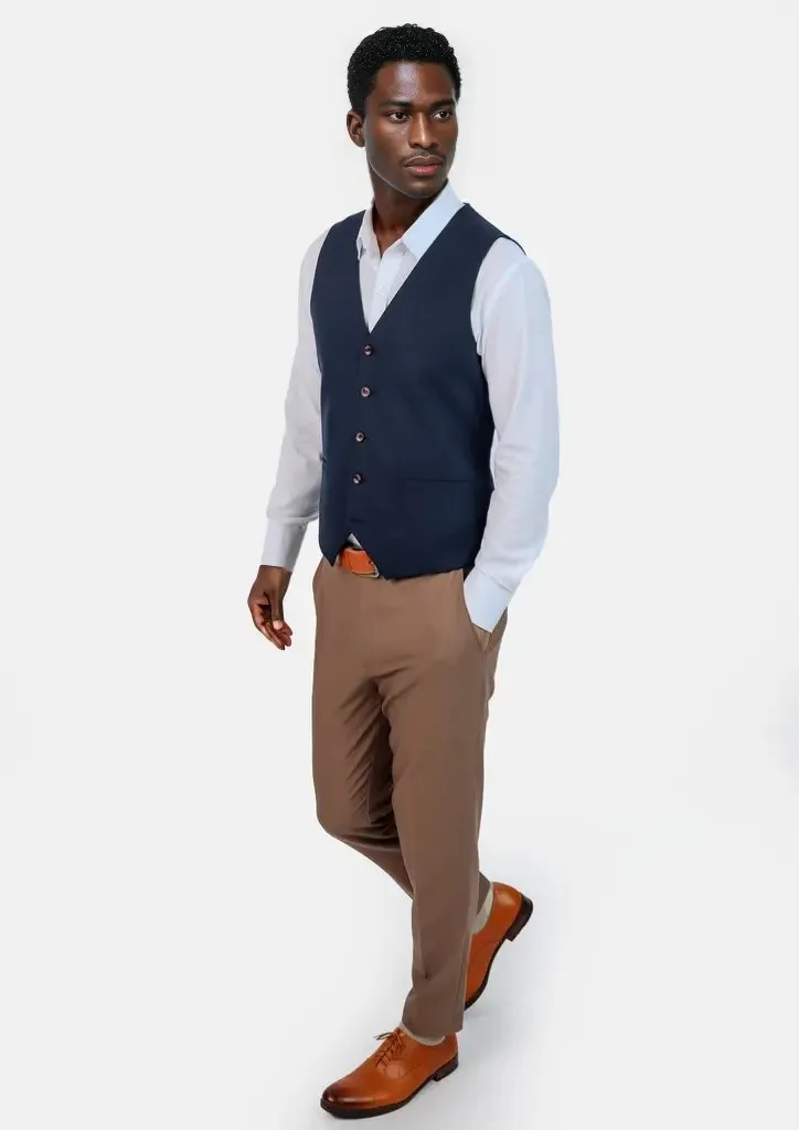 Navy Sharkskin Vest sold by Sartoro product image thumbnail 3