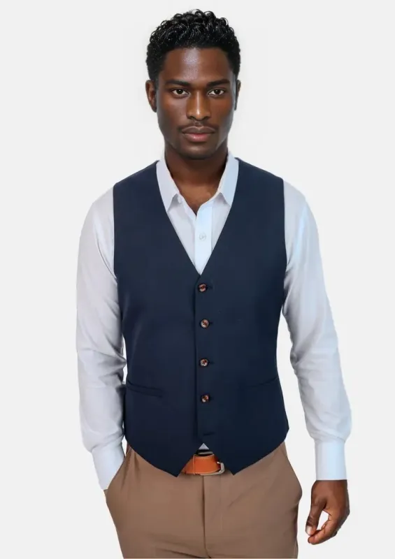 Navy Sharkskin Vest sold by Sartoro
