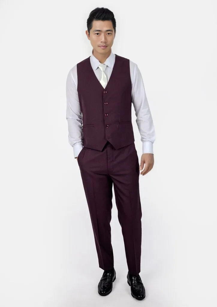 Burgundy Sharkskin Vest sold by Sartoro product image thumbnail 5