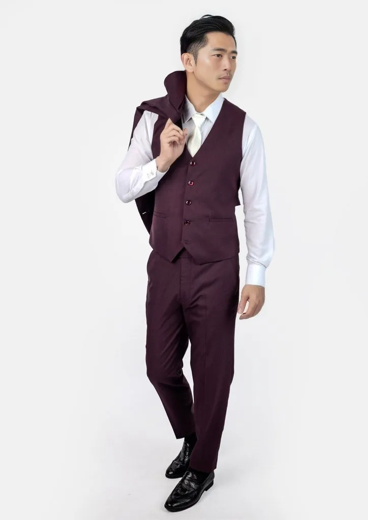Burgundy Sharkskin Vest sold by Sartoro product image thumbnail 3