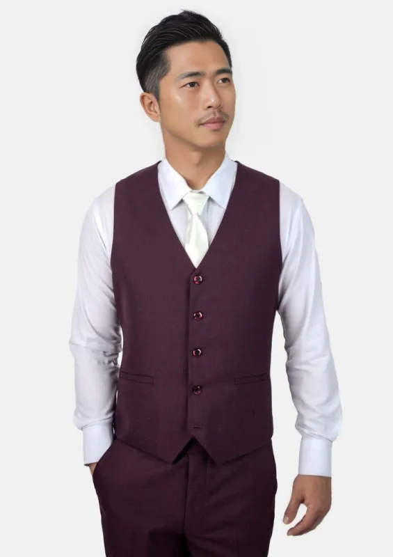 Burgundy Sharkskin Vest sold by Sartoro