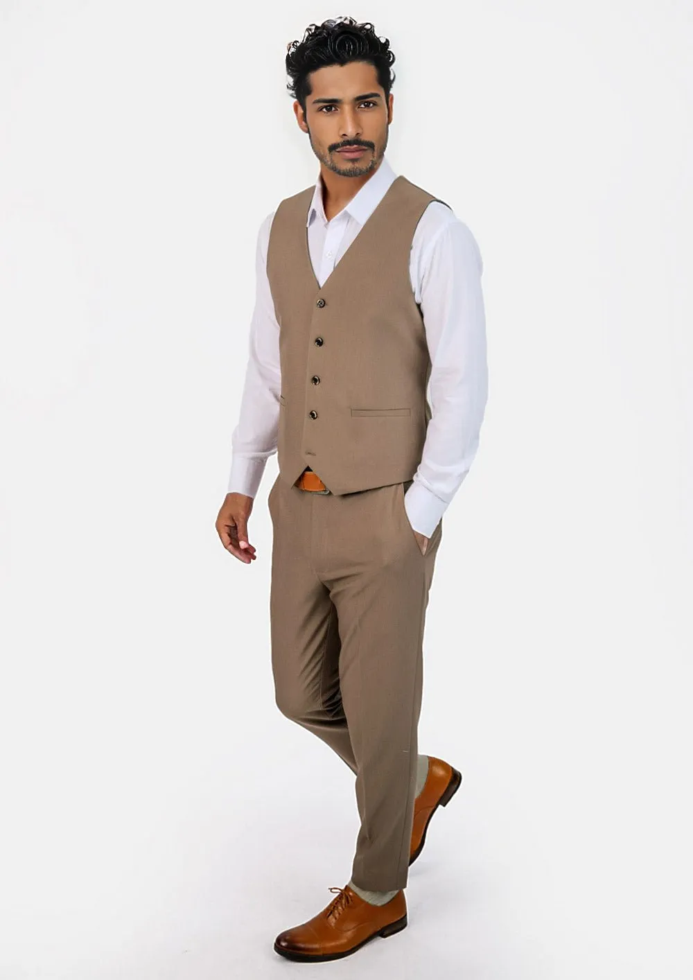 Light Brown Stretch Vest sold by Sartoro product image thumbnail 3