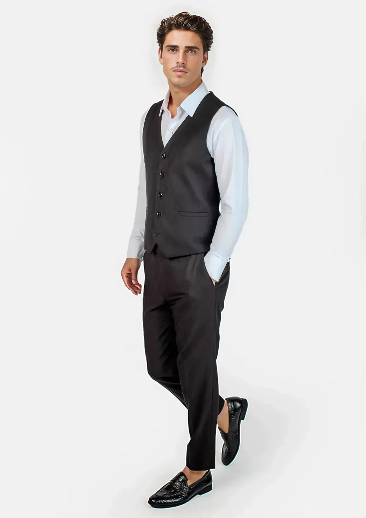 Black Crosshatch Vest sold by Sartoro product image thumbnail 3
