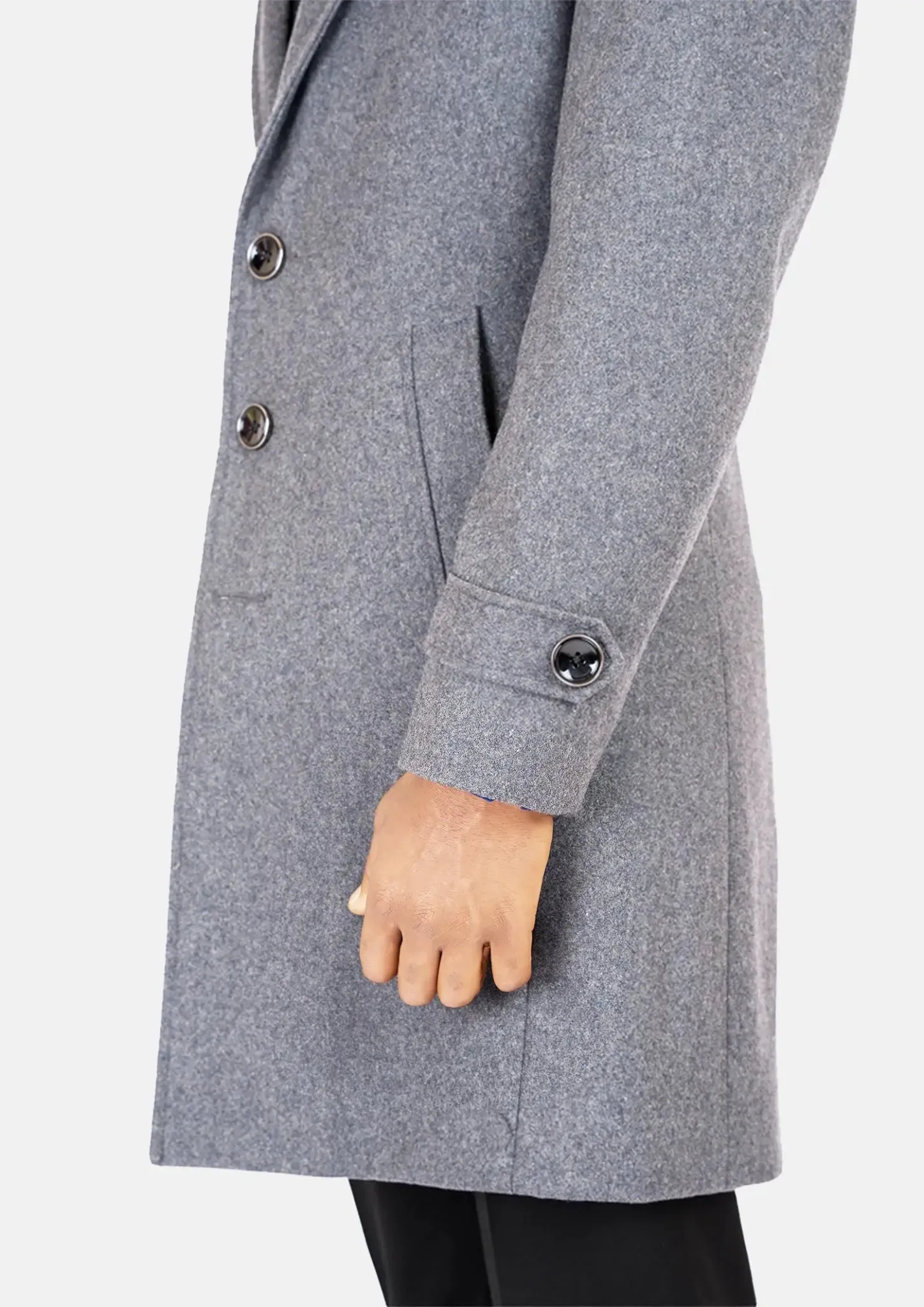 Light Grey Wool Classic Overcoat sold by Sartoro product image thumbnail 4
