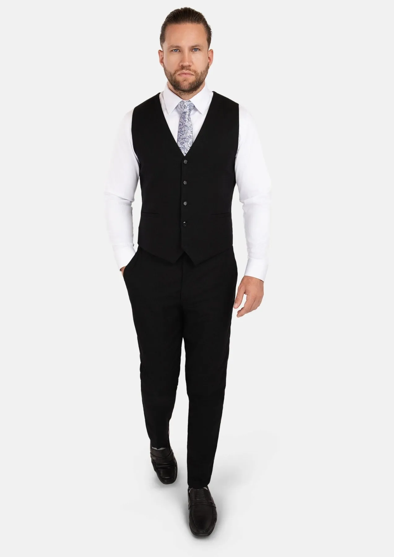 Black Linen Blend Vest sold by Sartoro product image thumbnail 5