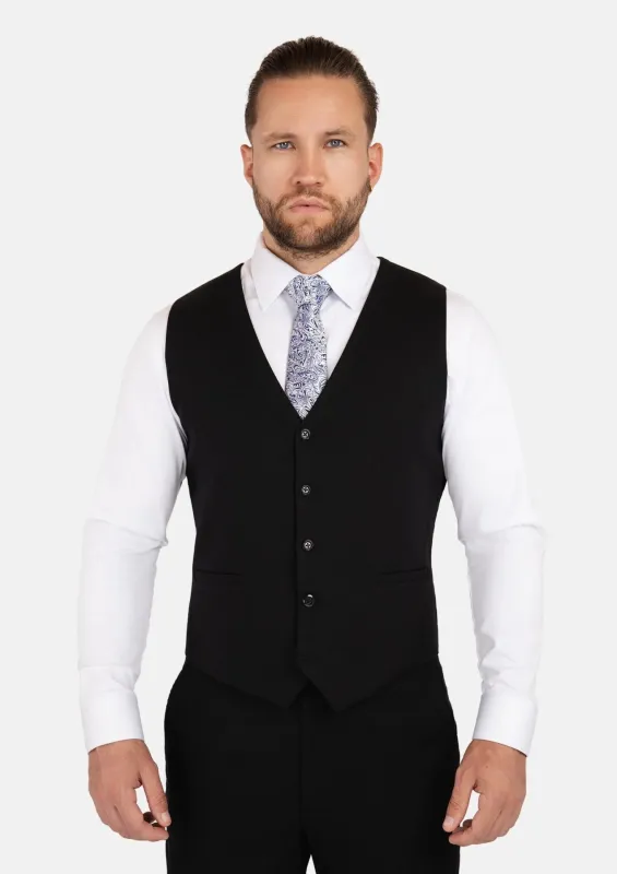 Black Linen Blend Vest sold by Sartoro