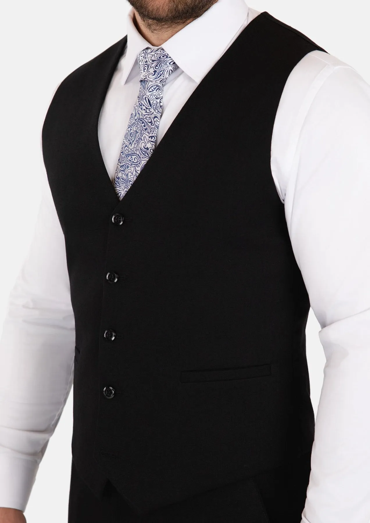 Black Linen Blend Vest sold by Sartoro product image thumbnail 2