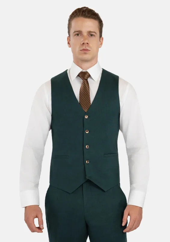 Phthalo Green Linen Vest sold by Sartoro