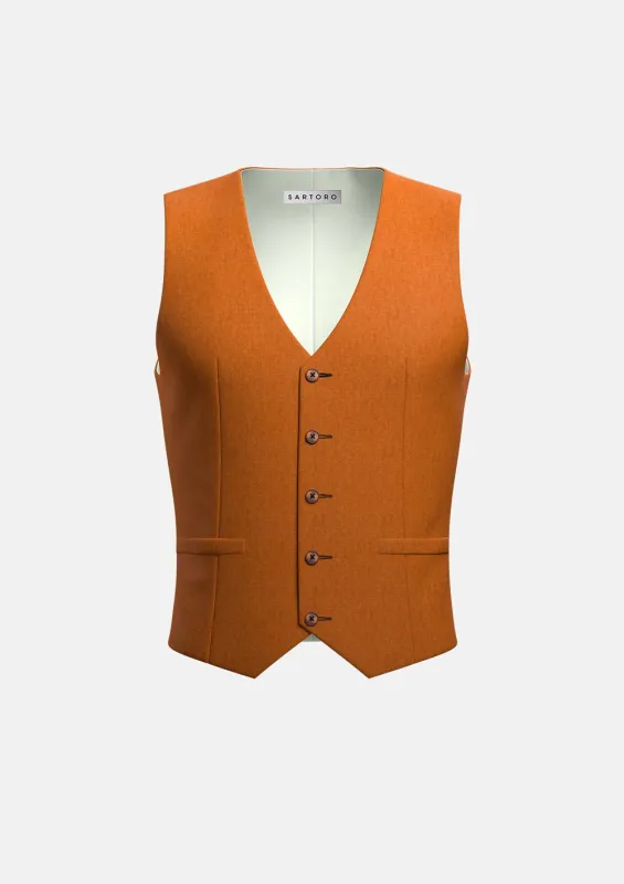 Burnt Orange Linen Vest sold by Sartoro
