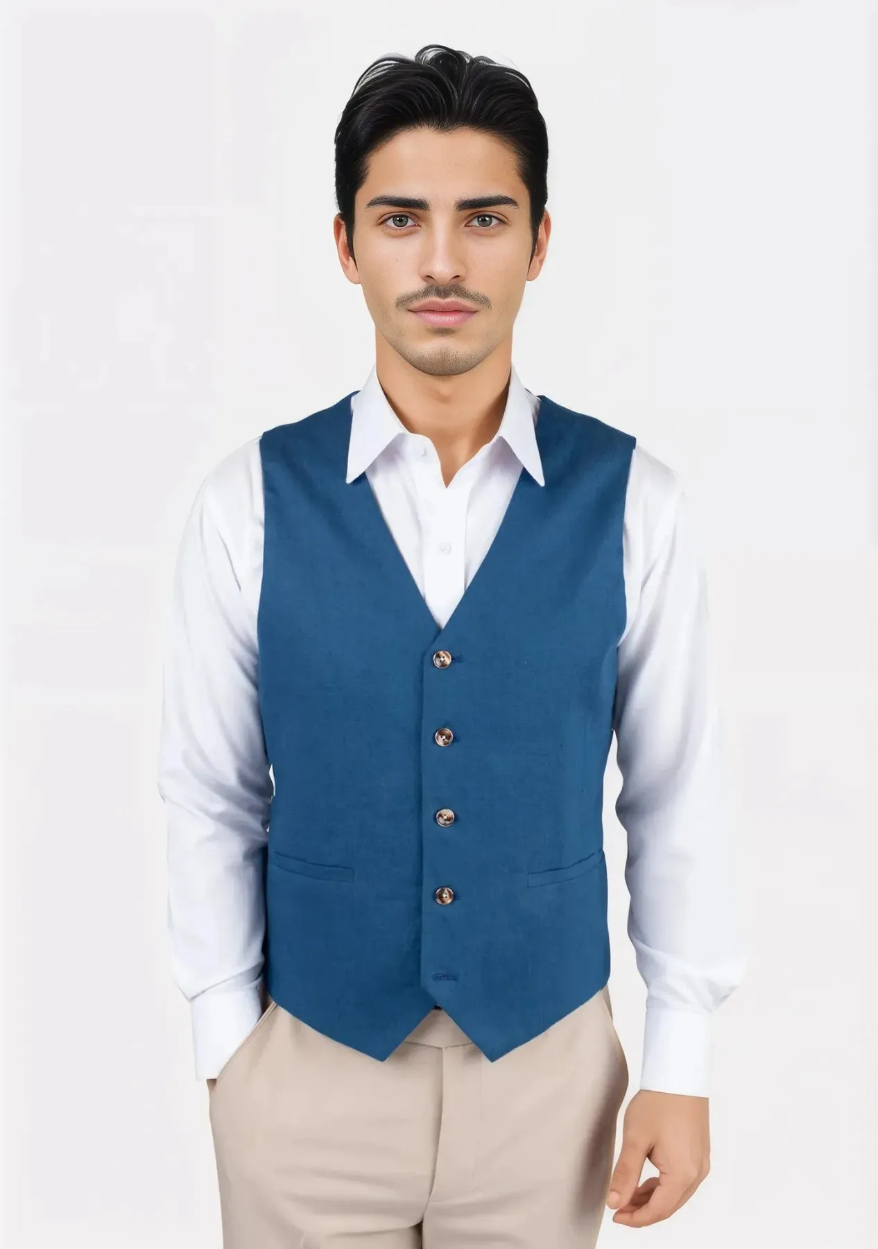 Marine Blue Linen Vest sold by Sartoro product image thumbnail 5